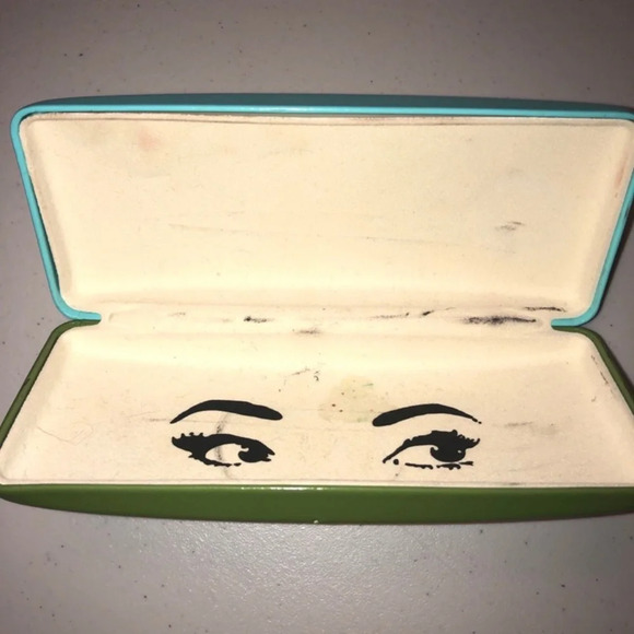 Kate Spade Turquoise and Green Wink Eyes Hard Shell Eye Glass Case - Picture 3 of 5